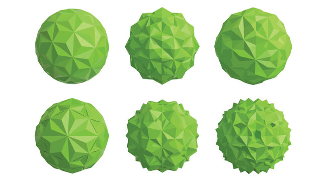 Set of abstract geometric green spheres