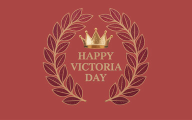 Obraz premium Premium Victoria Day banner with gold crown and laurel wreath on RED