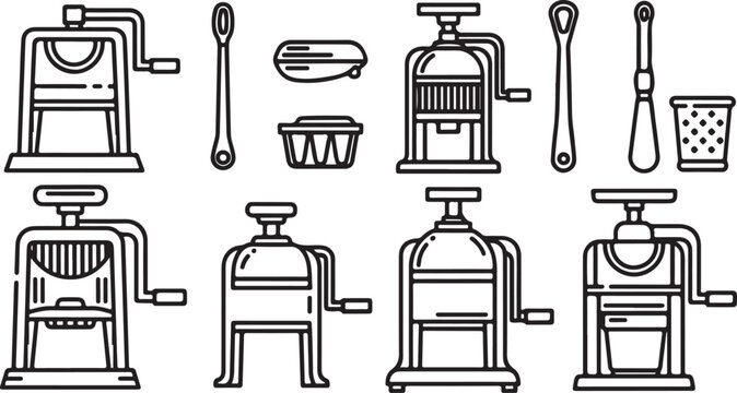 Vector set of antique kitchen utensils and tools Vector