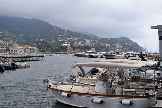 Boats in the harbor, Rapallo, Italy, Liguria.