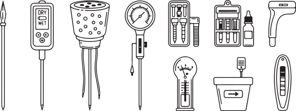 Vector illustration of common household cleaning tools set Vector