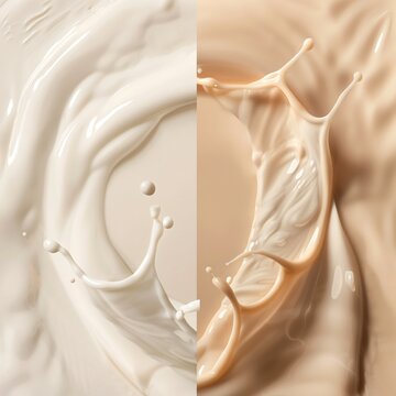 Foundation and concealer cream splash comparison close-up