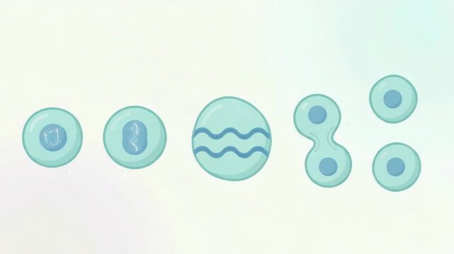 Cell Division and Reproduction Process Minimal Scientific Illustration