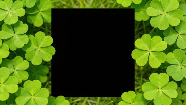 Green clover leaves with black center