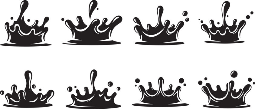 Set of eight black silhouette hand gestures icons Vector