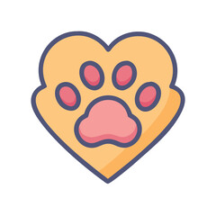 Obraz premium Stylized Heart Paw Print Icon on a Black Background