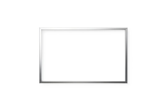 Minimalist Silver Metallic Rectangular Frame Border on White Background