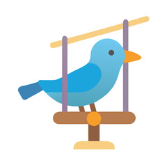 Fototapeta premium Stylized flat illustration of a bird on bird feeder