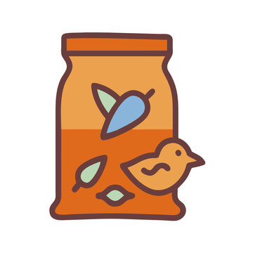 Colorful vector illustration of a birdseed package with bird