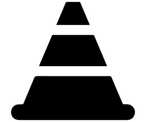 Obraz premium Traffic cone silhouette vector icon for road safety .