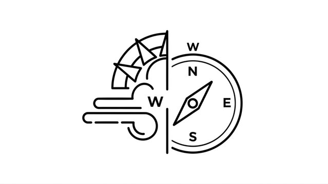 Wind Direction Compass Icon with Navigation Concept