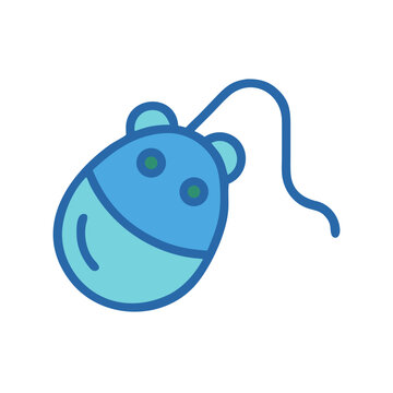 Cute blue computer mouse cartoon isolated on black background