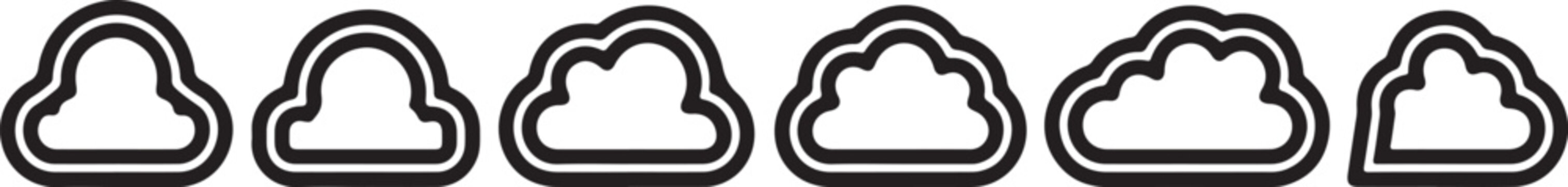 Black curly bracket symbols line icon set Vector