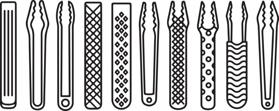 Black and white vector icons set of nail files and clippers Vector