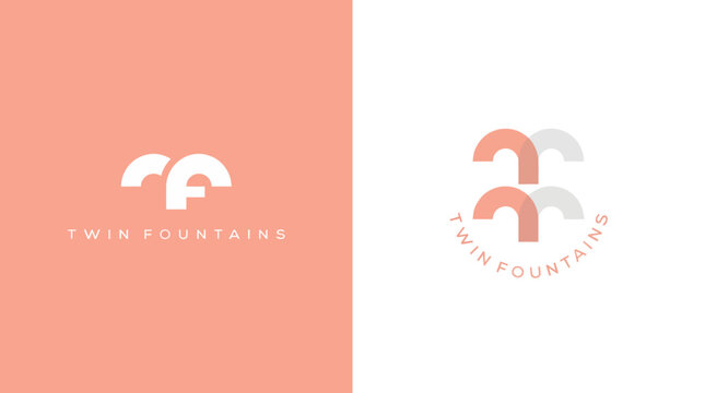 This elegant logo design showcases twin fountains, representing harmony and balance through unique shapes and a soft color palette that appeals to design sensibilities.