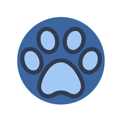 Fototapeta premium Blue paw print with circle background on black backdrop