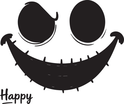 Creepy Stitched Smile With Hollow Eyes And Ironic Happy Text