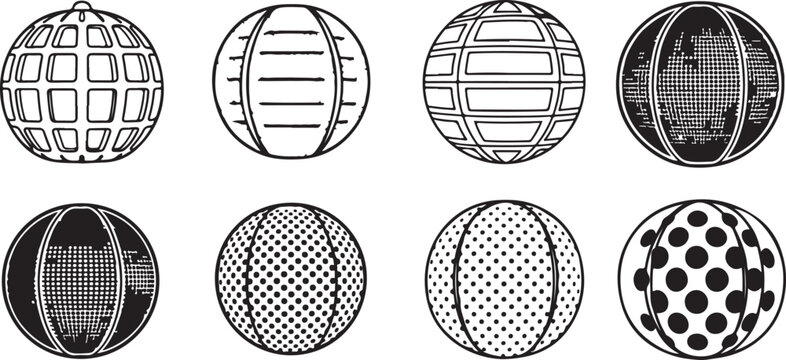 Geometric wireframe sphere pattern collection illustration Vector