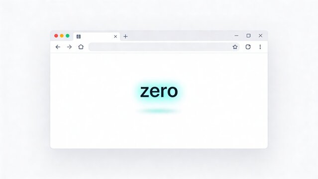 Empty email inbox with glowing zero notification on minimalistic computer screen