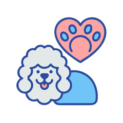 Obraz premium Cute dog with heart paw print cartoon illustration
