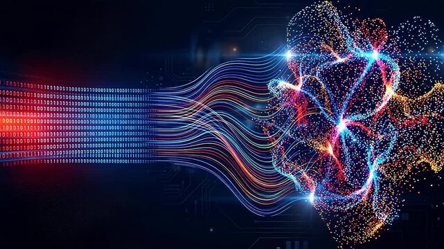 Abstract digital data flow symbolizing digital transformation and future innovation