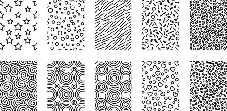 Set of 10 seamless floral pattern vector illustrations Vector