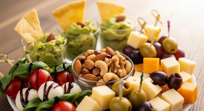 Appetizer platter assortment close up