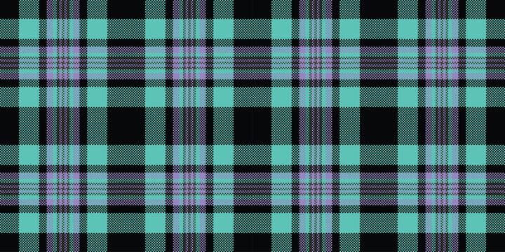 Dog tooth background pattern textile, decorating plaid seamless check. Manufacturing vector tartan texture fabric in black and bright colors.