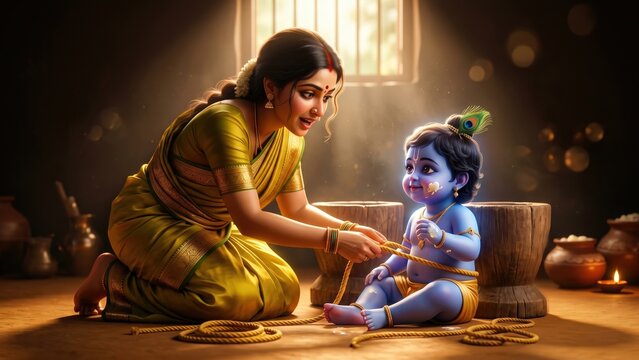 Damodara Leela &ndash; Yashoda Tying Baby Krishna