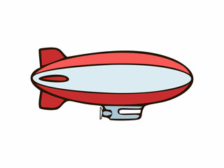 ​Vector Illustration of a Red and White Cartoon Blimp Airship Isolated on White Background © Reni