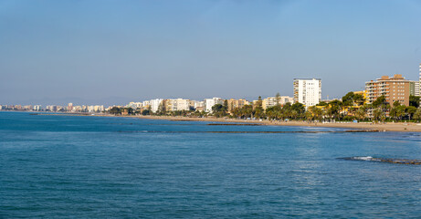 Fototapeta premium Benicasim Beach Panorama on the Mediterranean Coast in Valencia, Spain at Sunny Day