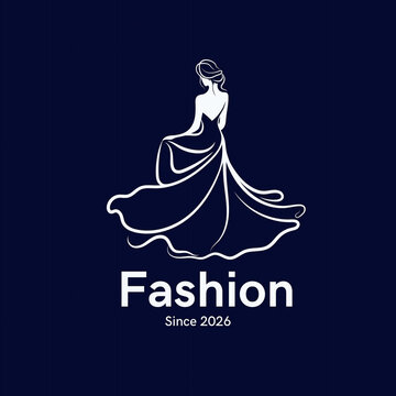 vector illustration of a silhouette of a woman in a blue dress