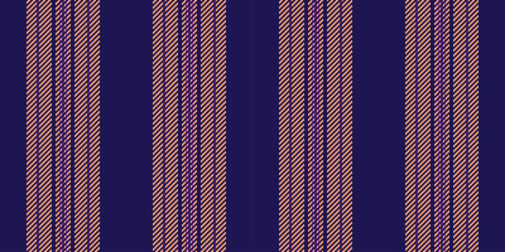 Diesta vector lines pattern, 60s textile vertical fabric. Ieil seamless stripe background texture in indigo and orange colors.