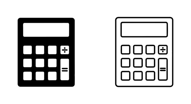Two calculator icons in black and white on a for business and finance concepts