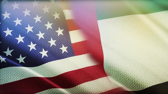 USA and UAE Flags Waving Side by Side in Wind &ndash; Strategic Partnership, Diplomacy and International Relations