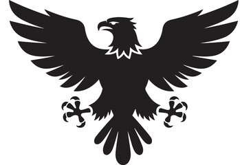 Fototapeta premium Flying Eagle Silhouette: Black Bird of Prey Vector for Freedom and Power Concepts