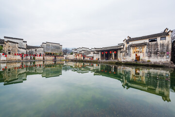 Fototapeta premium Evening scenery of Hongcun Ancient Town, Shexian County, Anhui Province