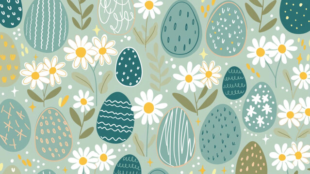 Seamless repeating Easter pattern with soft pastel  background