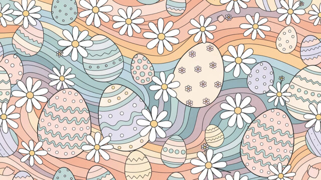 Seamless repeating Easter pattern with soft pastel  background