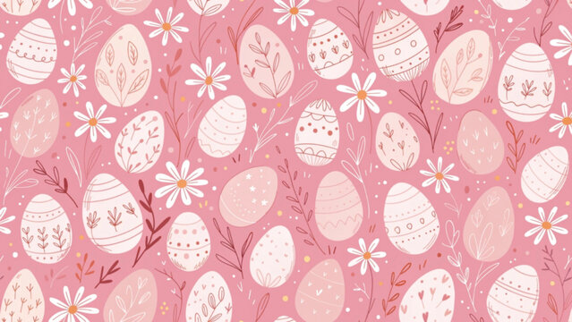 Seamless repeating Easter pattern with soft pastel  background