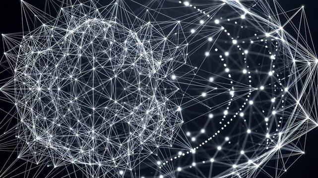 Abstract network of interconnected lines and nodes symbolizing conceptual art and dynamic energy