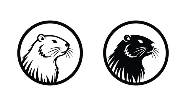 Gopher head inside a circle vector graphic in outline and solid black style for wildlife conservation or outdoor adventure branding and mascot design