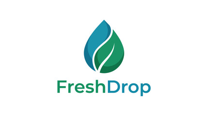 Fototapeta premium A unique logo design featuring a droplet shape combined with leaf elements, symbolizing freshness, health, and nature, suitable for eco-friendly brands or organic products.