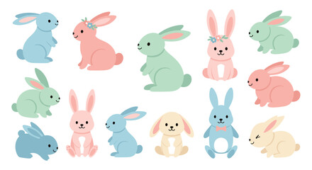 Obraz premium Colorful cartoon rabbit illustrations 1.