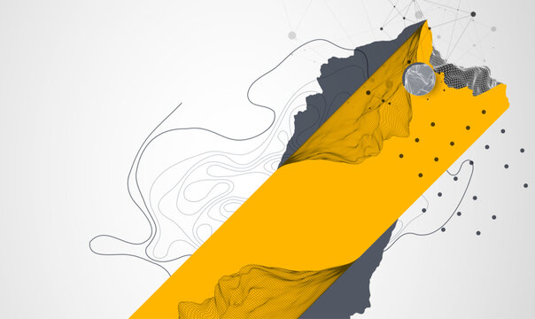 Trendy abstract wireframe background. Mountain art elements. Surface illustration. Vector.