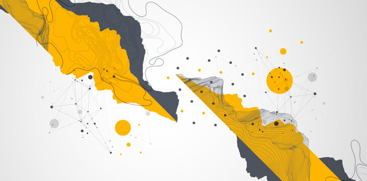 Trendy abstract wireframe background. Mountain art elements. Surface illustration. Vector.