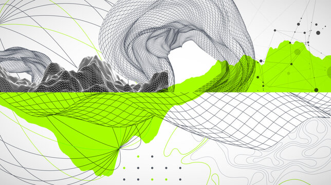 Abstract art wireframe background. Modern science or technology art elements. Surface illustration. Vector.