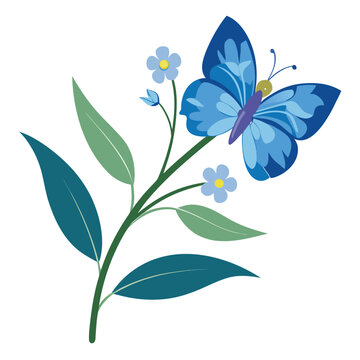 vector illustration of a adonis blue butterfly bush flower