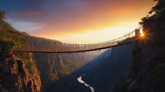 Suspension bridge in the jungle.