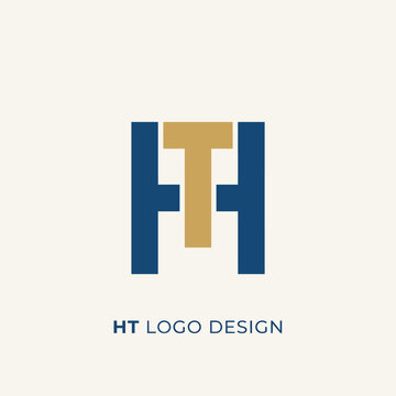 This image features a modern HT logo design showcasing an engaging color palette of gold and blue, perfect for branding, projects, and logo inspiration.